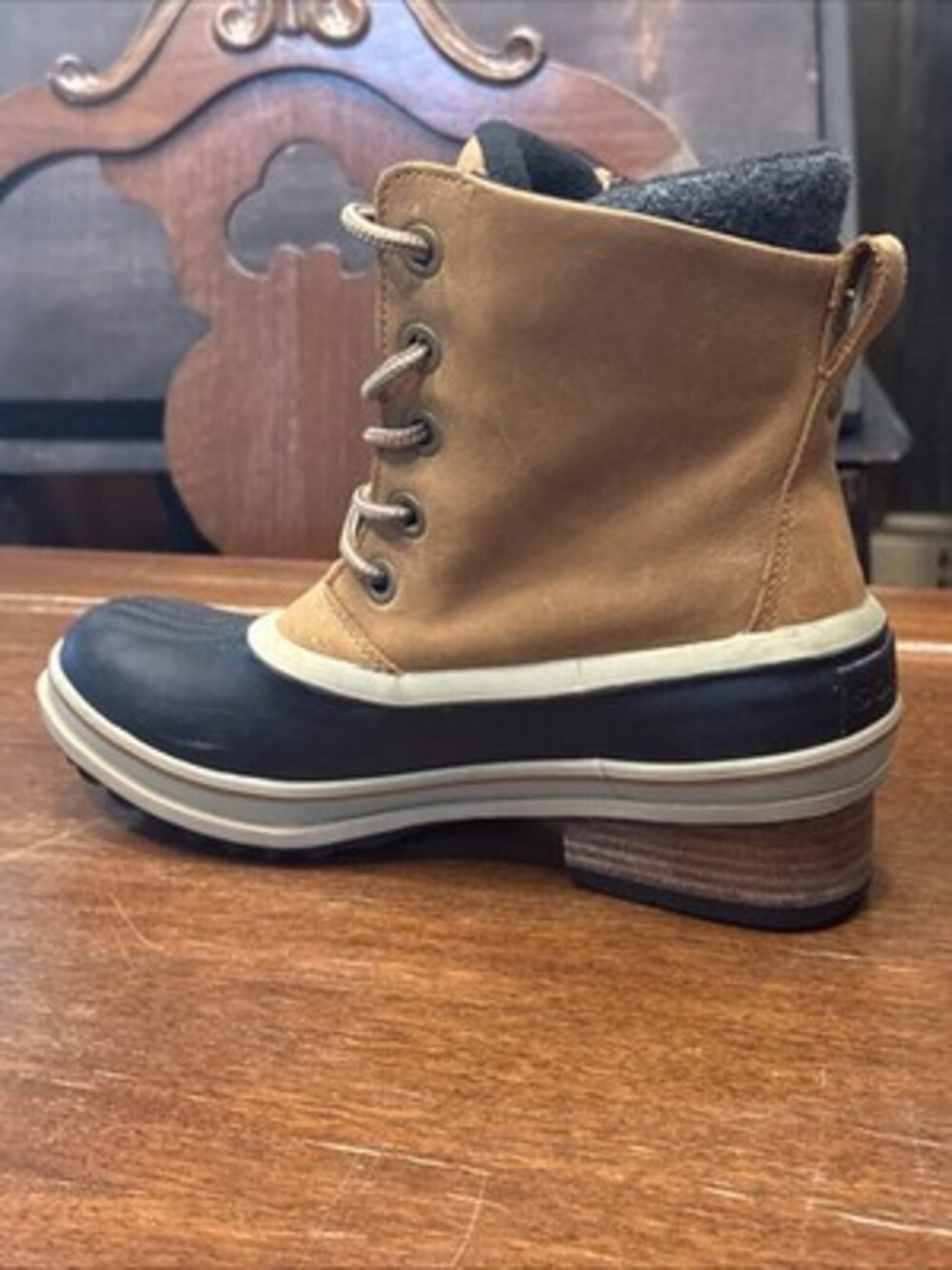 Sorel Slim Pack III Lace Leather Boots Women’s Size 8 Khaki - Picture 13 of 15